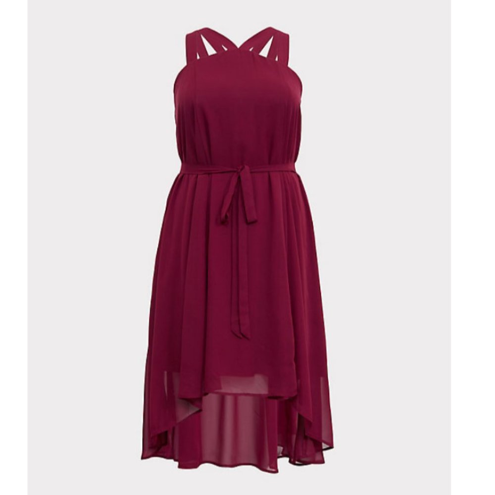 Torrid burgundy hi-low dress NWOT